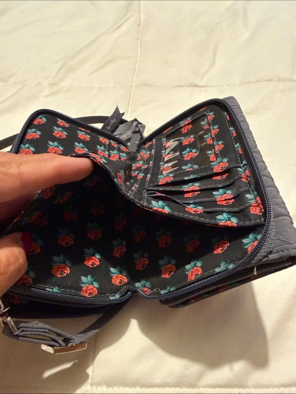 Vera Bradley Quilted Crossbody Bag in Charcoal Gray